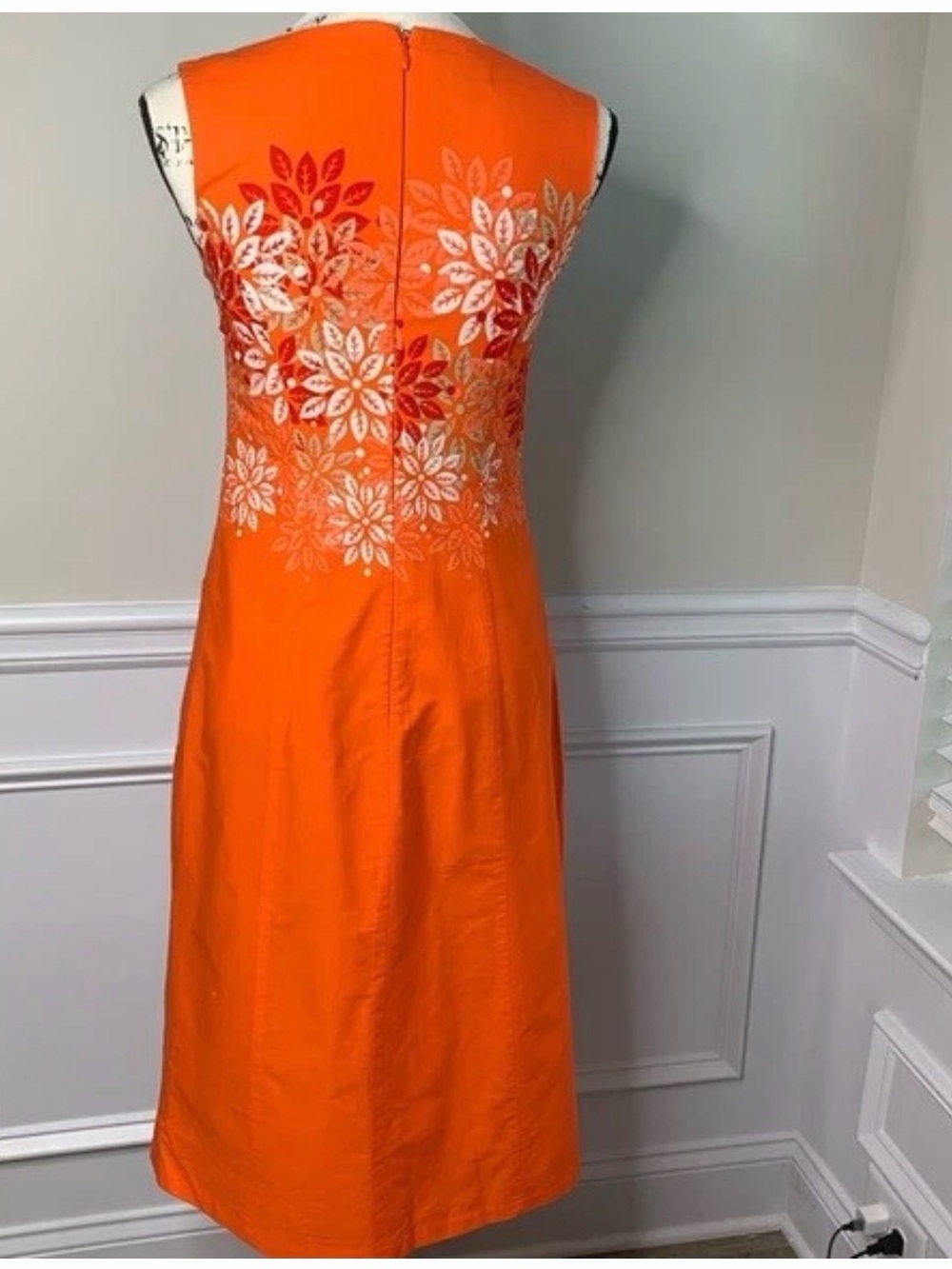 Pendleton Bright Orange Floral Midi Dress 4 - Picture 5 of 9